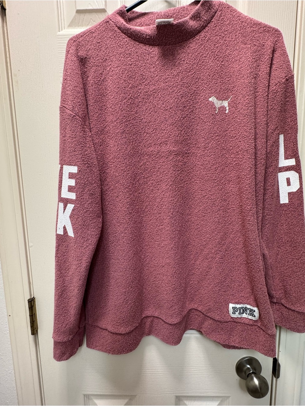 Victoria’s Secret PINK S Mauve Love Pink Logo Pullover Sweatshirt 2016 Y2K